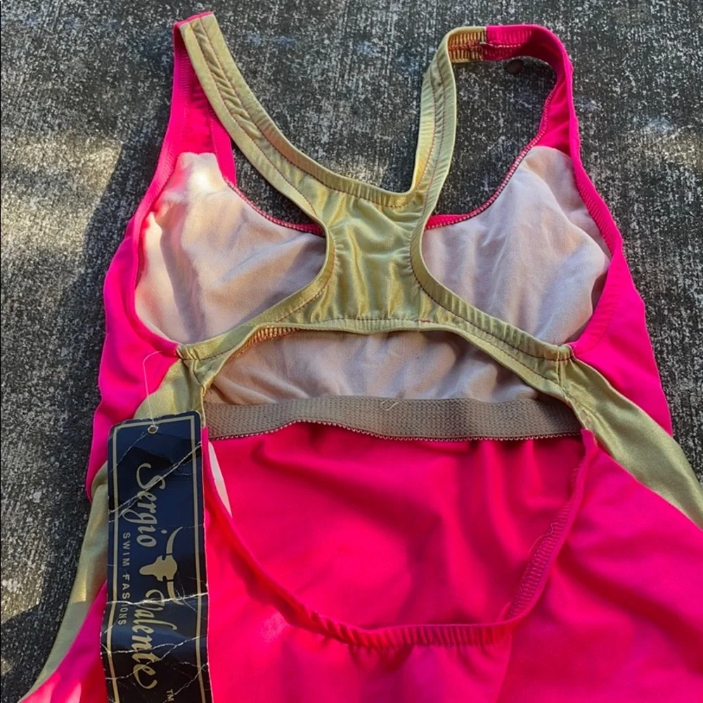 NWT vintage deadstock Sergio Valente pink one piece swimsuit